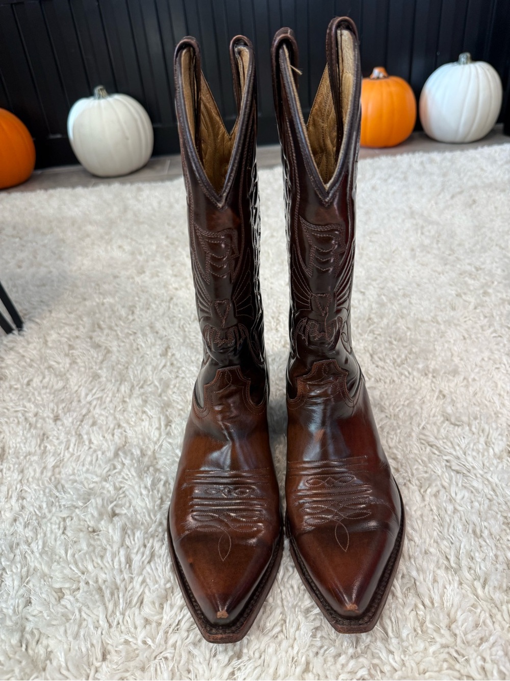 Vintage Steve Madden Dark Brown Leather Pointed-Toe Western Boots